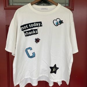 Zara Not Today Thanks White Tee